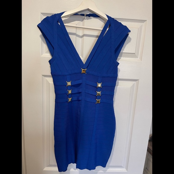Bebe Dress- Party Dress - Blue Bodycon Dress